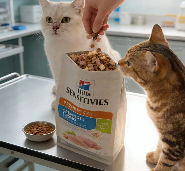 cat food for food sensitivities close-up image