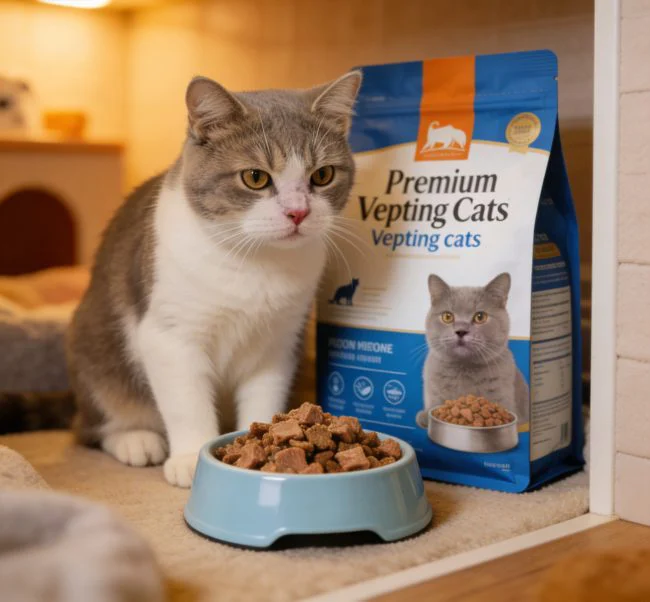 cat food for vomiting panoramic view