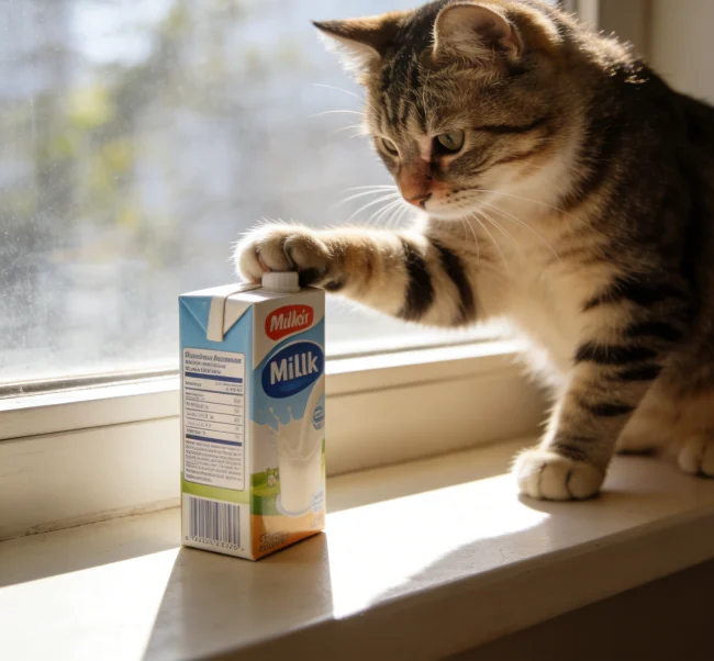 Can I give my cat milk? close-up image