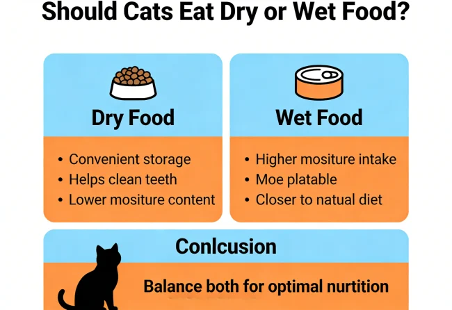 Should cats eat dry or wet food? comparison image