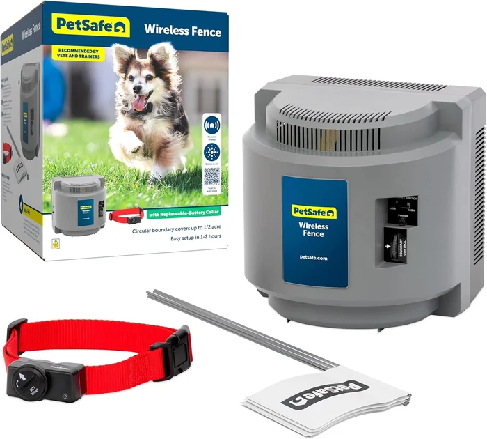 PetSafe ワイヤレスペット収容システム — 犬のためのオリジナルワイヤレス電気フェンス — ペット 8lb + のための 1 / 2 エーカーまでカバー