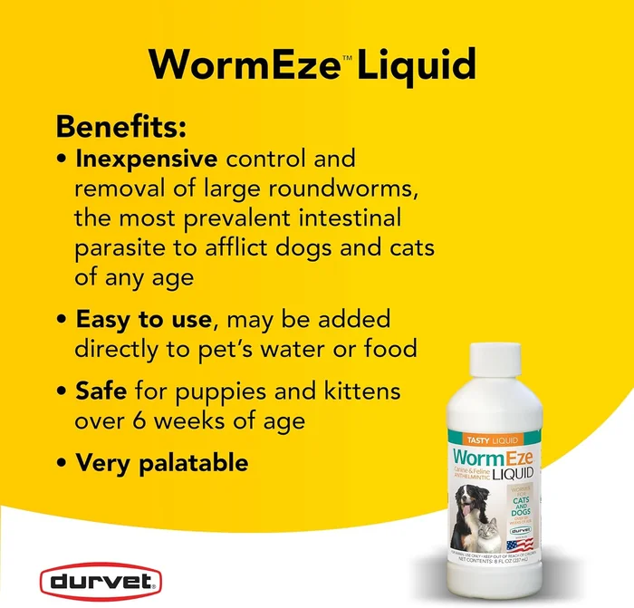 Durvet WormEze Liquid Canine & Feline Antihelmintic, 8 oz