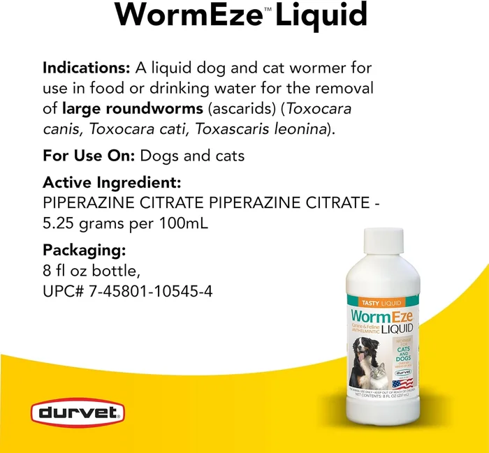 Durvet WormEze Liquid Canine & Feline Antihelmintic, 8 oz
