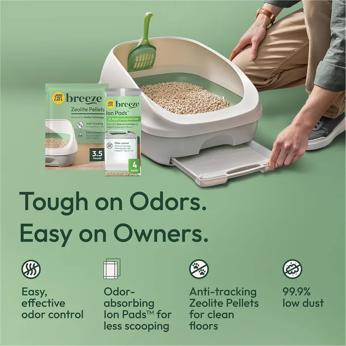 Purina Tidy Cats Litter Box System, BREEZE System Starter Kit Litter Box, Pellets et tampons de litière