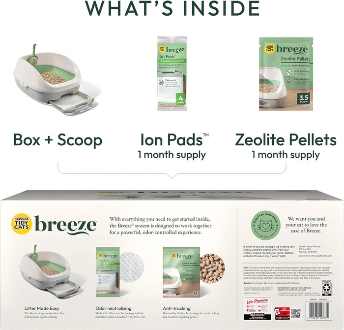Purina Tidy Cats Litter Box System, BREEZE System Starter Kit Litter Box, Pellets et tampons de litière