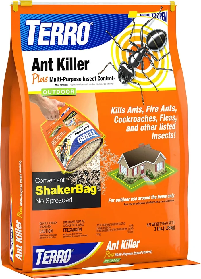 TERRO Ant Killer Plus Multi-Purpose Insect Control for Outdoors - Kills Fire Ants, Fleas, Cockroaches, and Other Crawling Insects - 3lb Shaker Bag - T901-6