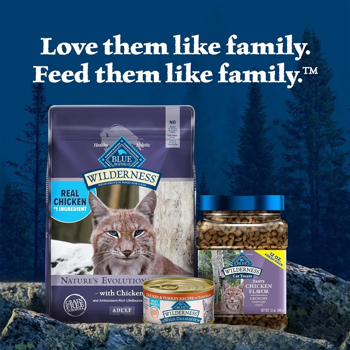 Blue Buffalo Wilderness Natural Adult Dry Cat Food, High-Protein and Grain-Free Diet, Supports Healthy Muscle Development and a Healthy Immune System, Chicken, 12-lb. Bag