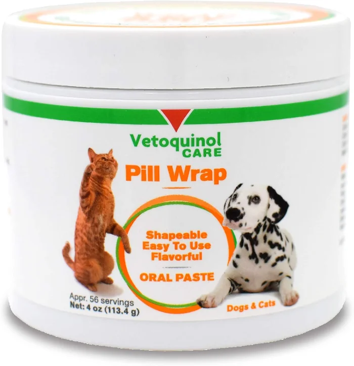 Vetoquinol Pill Wrap Treats pour Chiens & Chats - 4oz, 56 portions - Masque n'importe quelle taille, pilule en forme - Pilule humide, savoureuse et formable - Pouche de pilule de masquage facile à avaler pour l'entraînement et les friandises