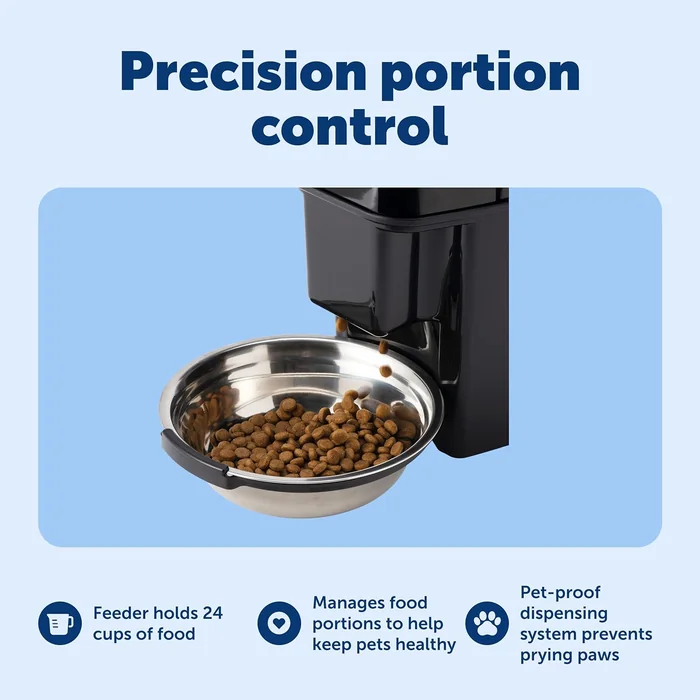 PetSafe Automatic Cat Feeder - Healthy Pet Simply Feed - Automatic Pet Feeder for Cats & Dogs - Timed Pet Feeder with Programmable Portion Control - Holds 24 Cups of Dry or Semi-Moist Dog or Cat Food