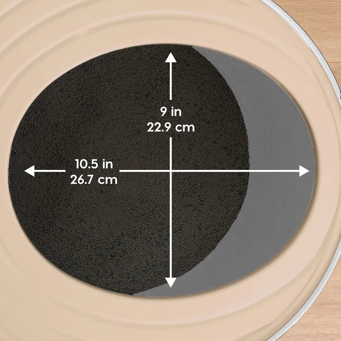 IRIS USA Top Entry Cat Litter Box with Scoop, Stylish Round Cat Litter Box Enclosure, Kitty Litter Box, Beige/White