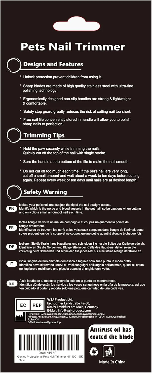 gonicc Dog & Cat Pets Nail Clippers and Trimmers - with Safety Guard to Avoid Overcutting, Free Nail File, Razor Sharp Blade - Professional Grooming Tool for Pets