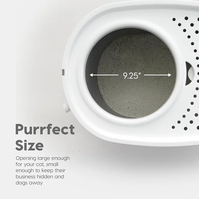 IRIS USA Top Entry 猫砂箱,大号封闭猫砂盖和勺子,防狗,猫砂箱,灰色/白色