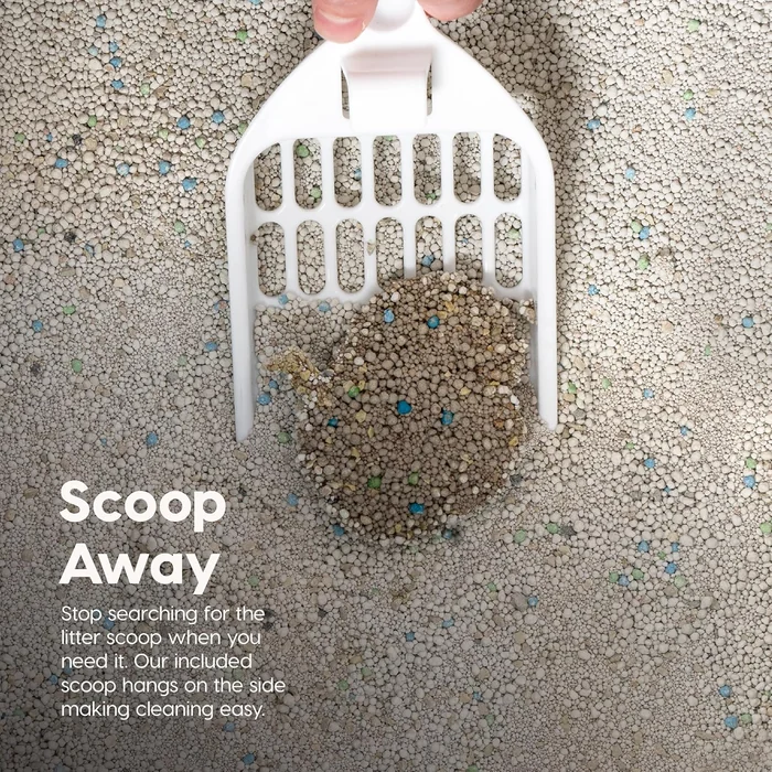 IRIS USA Top Entry 猫砂箱,大号封闭猫砂盖和勺子,防狗,猫砂箱,灰色/白色