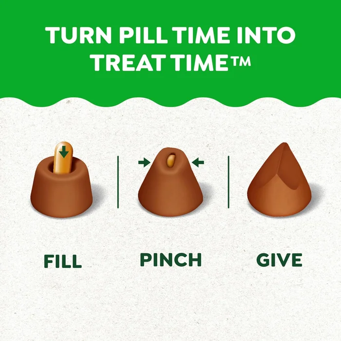 Poches de pilule feline Greenies pour les chats Traitures naturelles douces pour les chats, saveur de poulet, 3 oz. Poche (85 traits)