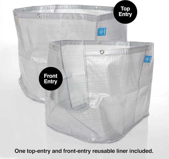 Modkat ® XL Litter Box, Top o Front-Entry Configurable, Full Height Seamless Base, Reusable Litter Liners, Tamizado Litter Scoop, 2X Bamboo Carbon Filters - Blanco