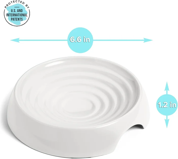 CatGuru Cat Bowls, Whisker Friendly Cat Food Bowl for Indoor Cats, Reliefs Whisker Fatigue, Wide Kitten Dish, Non Slip Pet Dishes, Shallow Pet Plates (Set of 2, Marshmallow)