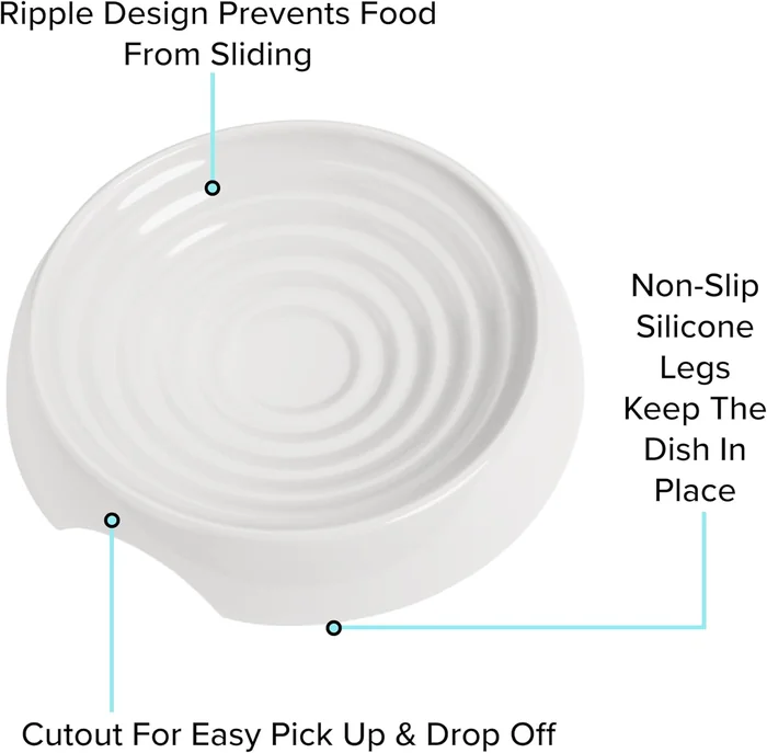 CatGuru Cat Bowls, Whisker Friendly Cat Food Bowl for Indoor Cats, Reliefs Whisker Fatigue, Wide Kitten Dish, Non Slip Pet Dishes, Shallow Pet Plates (Set of 2, Marshmallow)