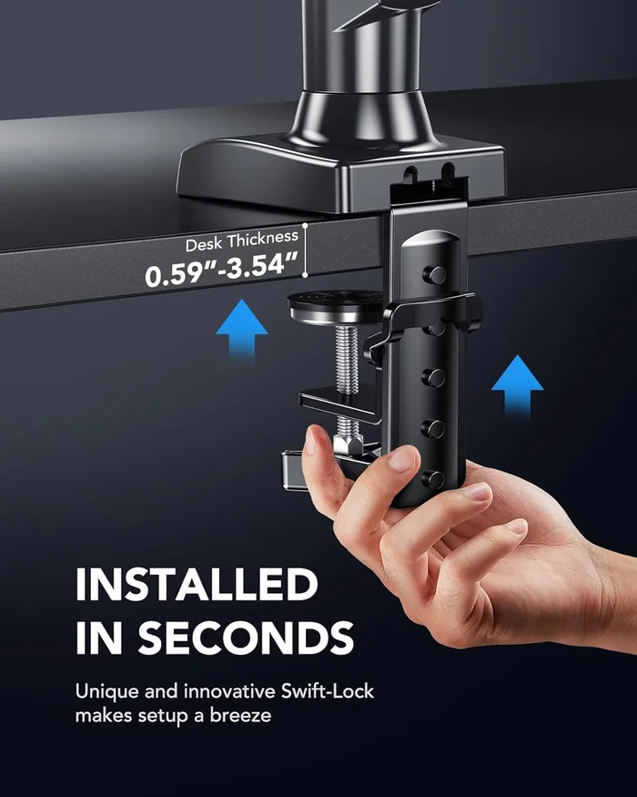 HUANUO Single Monitor Mount, 13 to 32 Inch Monitor Arm, Adjustable Monitor Stand, Vesa Mount with Clamp and Grommet Base - Fits 4.4 to 19.8lbs LCD Computer Monitors