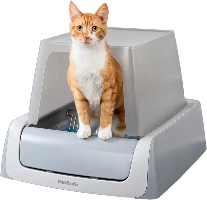 PetSafe Legacy ScoopFree Crystal Pro Boîte à litière automatique auto-nettoyante - Boîte à litière à détection de mouvement à l'entrée frontale avec compteur de santé intégré - Inclut 1 bac à litière jetable en cristal