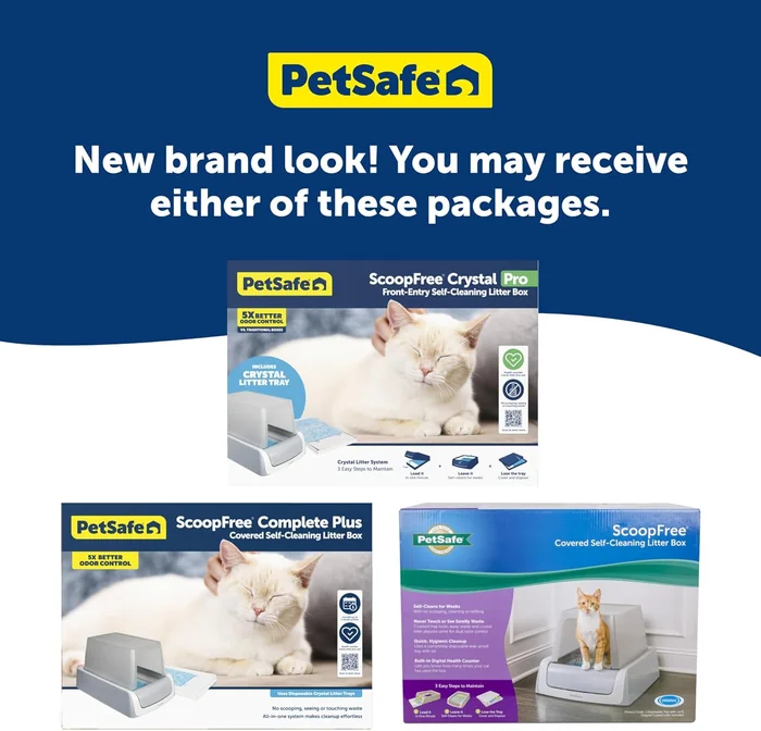PetSafe Legacy ScoopFree Crystal Pro Boîte à litière automatique auto-nettoyante - Boîte à litière à détection de mouvement à l'entrée frontale avec compteur de santé intégré - Inclut 1 bac à litière jetable en cristal