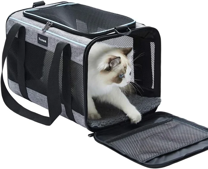 Vceoa 17.5x11x11 pouces Cat, porte-chien pour animaux de compagnie Jusqu'à 16 lbs, sac à chat souple Porteurs d'animaux de voyage Chiot transport comme jouet de tissu Pet Home
