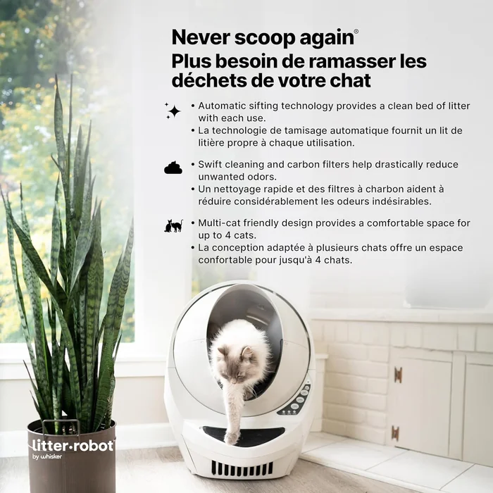 Litter-Robot 3 Connect by Whisker, Beige - Automatic, Self-Cleaning Cat Litter Box, Helps Reduce Litter Box Odors, Works with Almost Any Clumping Litter, WhiskerCare 1-Year Warranty