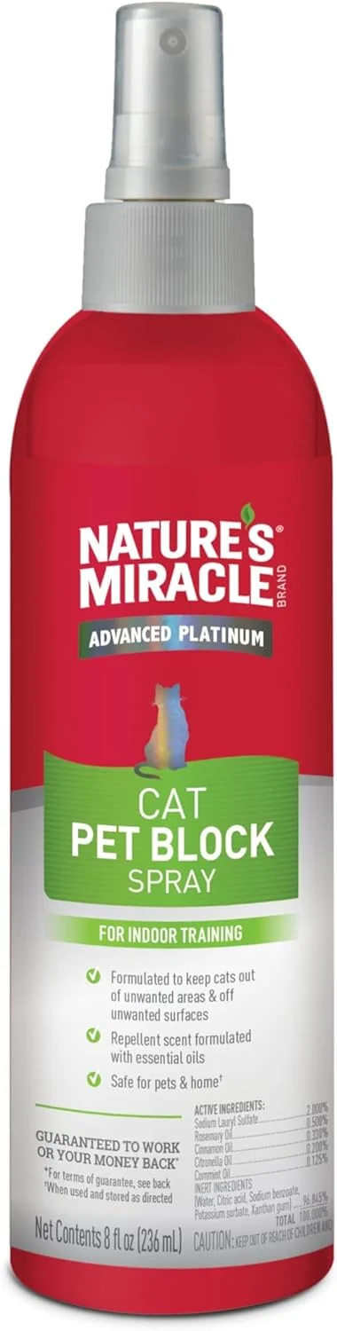 Nature 's Miracle Advanced Platinum Cat Pet Block Repellent Spray, 8 Unzen, Indoor Training Aid für Katzen