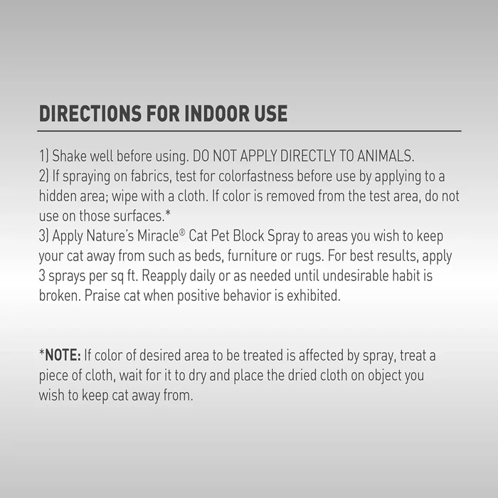 Nature 's Miracle Advanced Platinum Cat Pet Block Repellent Spray, 8 Unzen, Indoor Training Aid für Katzen