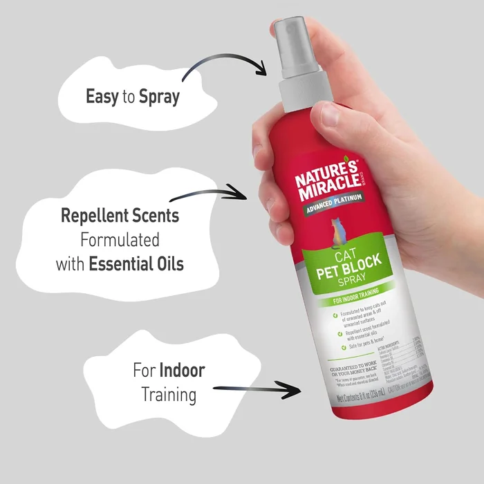 Nature 's Miracle Advanced Platinum Cat Pet Block Repellent Spray, 8 Unzen, Indoor Training Aid für Katzen