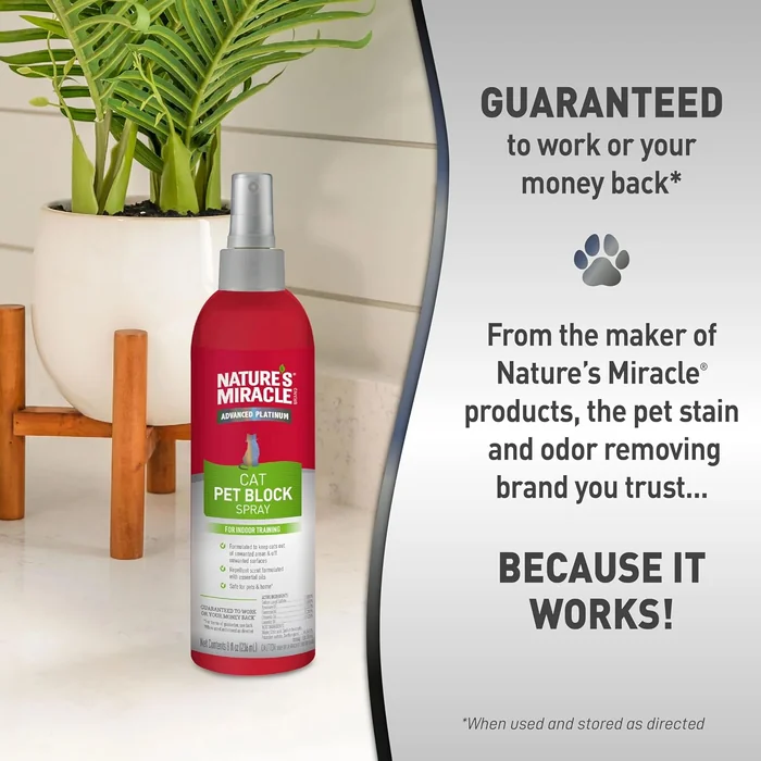 Nature 's Miracle Advanced Platinum Cat Pet Block Repellent Spray, 8 Unzen, Indoor Training Aid für Katzen