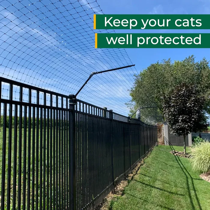 猫のための PURR...FECT フェンス変換システム — 既存の屋外フェンシングのための猫の証拠鋼製のトッパー、木材、チェーンリンク、金属、レンガ、およびビニルのフェンスのための封じ込め障壁、 5 '高さまたはより高い、 50 フィートキット