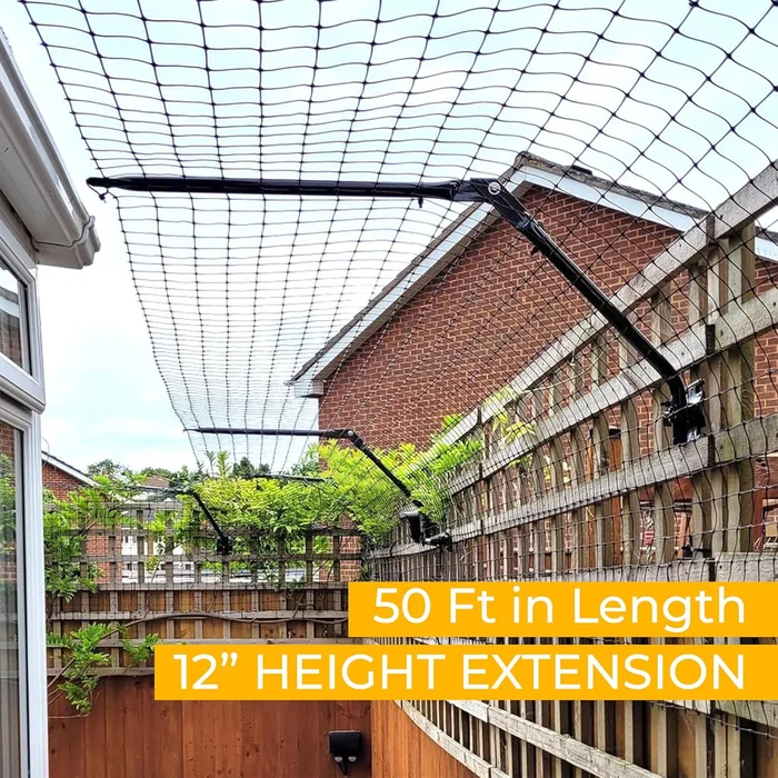 猫のための PURR...FECT フェンス変換システム — 既存の屋外フェンシングのための猫の証拠鋼製のトッパー、木材、チェーンリンク、金属、レンガ、およびビニルのフェンスのための封じ込め障壁、 5 '高さまたはより高い、 50 フィートキット