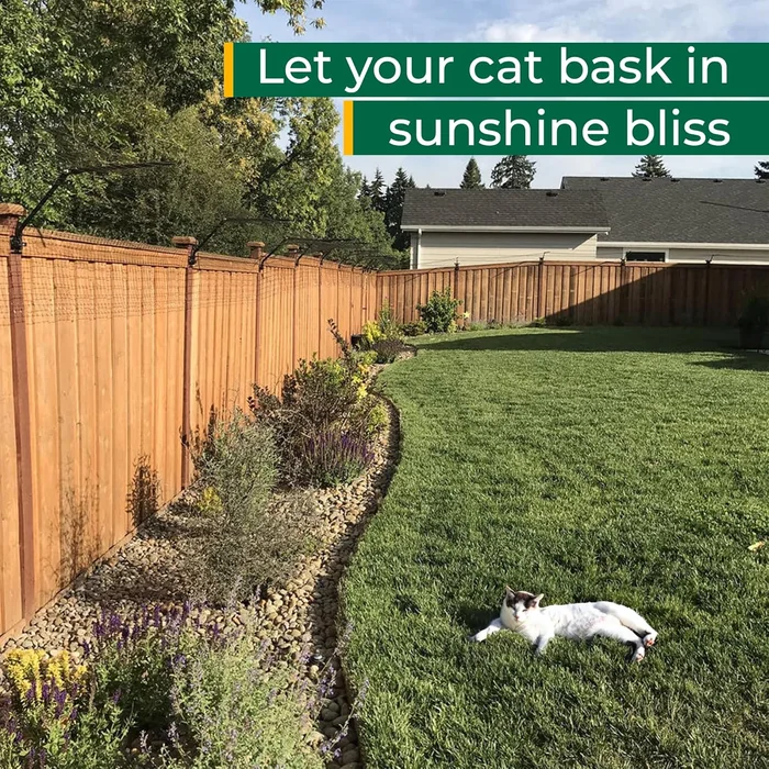 猫のための PURR...FECT フェンス変換システム — 既存の屋外フェンシングのための猫の証拠鋼製のトッパー、木材、チェーンリンク、金属、レンガ、およびビニルのフェンスのための封じ込め障壁、 5 '高さまたはより高い、 50 フィートキット