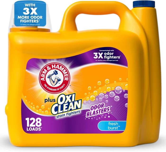 ARM & HAMMER Plus OxiClean Odor Blasters Fresh Burst, 128 Cargas Detergente líquido para lavandería, 166,5 Fl oz