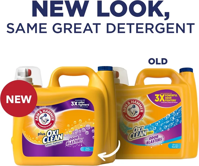 ARM & HAMMER Plus OxiClean Odor Blasters Fresh Burst, 128 Cargas Detergente líquido para lavandería, 166,5 Fl oz
