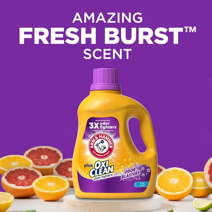 ARM & HAMMER Plus OxiClean Odor Blasters Fresh Burst, 128 Loads Liquid Laundry Detergent, 166.5 Fl oz