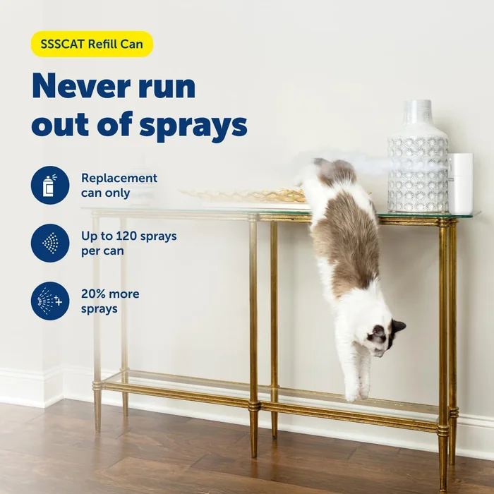 PetSafe SSSCAT Automatisches Spray Haustier Abschreckungsmittel - Kontaktlose Verhaltenskorrektur - Bewegungssensor Luftburst - Geruchlos - Nicht-Färbung - Vielseitiges Spray - Nachfüllkanne