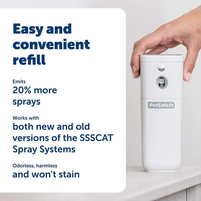 PetSafe SSSCAT Automatisches Spray Haustier Abschreckungsmittel - Kontaktlose Verhaltenskorrektur - Bewegungssensor Luftburst - Geruchlos - Nicht-Färbung - Vielseitiges Spray - Nachfüllkanne