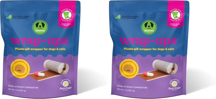 Stashios : Wrap-Ups : Emballage de pilules - Bacon Cheeseburger - 30 Portions Sac, Chiens & Cats, Trait Hides Pilules de toute taille, Ingrédients limités tous naturels, USA (Pack of 2)