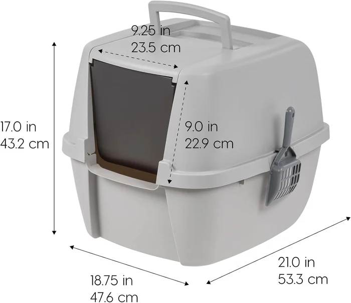 IRIS USA は、フロントドアフラップとスクープ、ハンドルとバックルが付いているキティの箱を覆い、ポータビリティとプライバシー、グレーでジャンボで囲まれました