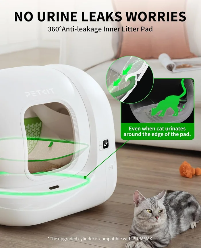 PETKIT PuraMax 2 Automatic Self-Cleaning Cat Litter Box, App Control Automatic Litter Box with Safety Sensors, Odor Free & Anti-Leakage Basic Bundle Includes Trash Bags,2.4G WiFi & Low Entrance
