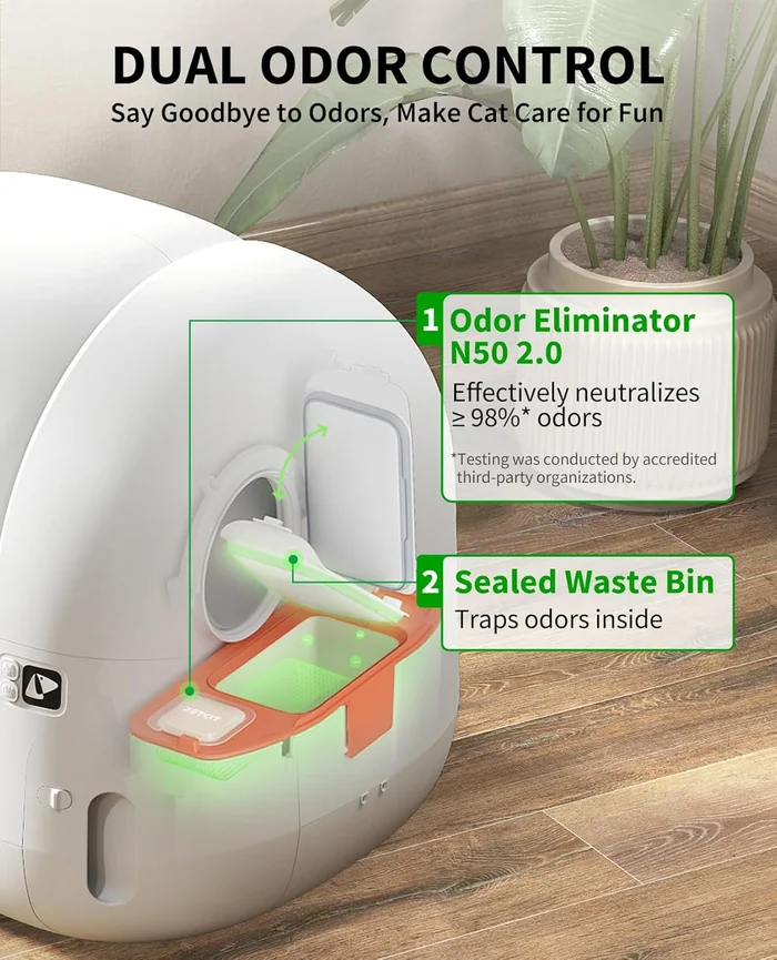 PETKIT PuraMax 2 Automatic Self-Cleaning Cat Litter Box, App Control Automatic Litter Box with Safety Sensors, Odor Free & Anti-Leakage Basic Bundle Includes Trash Bags,2.4G WiFi & Low Entrance