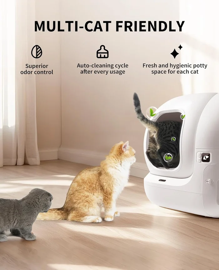 PETKIT PuraMax 2 Automatic Self-Cleaning Cat Litter Box, App Control Automatic Litter Box with Safety Sensors, Odor Free & Anti-Leakage Basic Bundle Includes Trash Bags,2.4G WiFi & Low Entrance