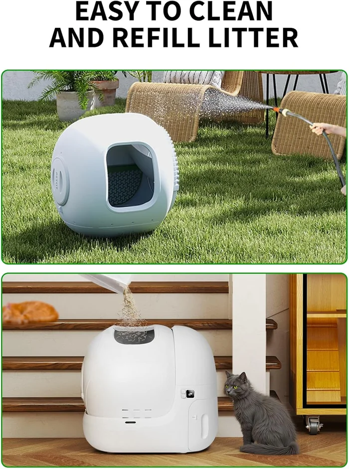 PETKIT PuraMax 2 Automatic Self-Cleaning Cat Litter Box, App Control Automatic Litter Box with Safety Sensors, Odor Free & Anti-Leakage Basic Bundle Includes Trash Bags,2.4G WiFi & Low Entrance