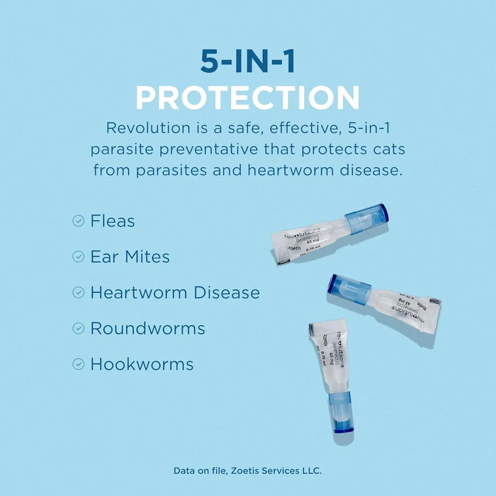 Revolution (selamectine) Solution topique pour les chats, 5,1 - 15 lbs (bleu), 1 tube