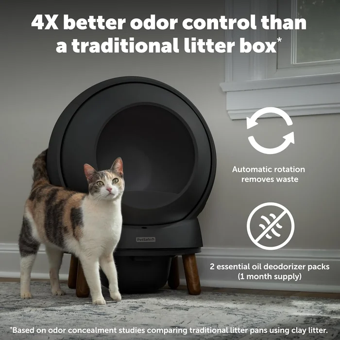 PetSafe ScoopFree SmartSpin Self-Cleaning Cat Litter Box, Black – Advanced Odor Control, App Controlled with Health Monitoring, Works with Any Litter, Up to 2 Weeks of Hands-Free Cleaning