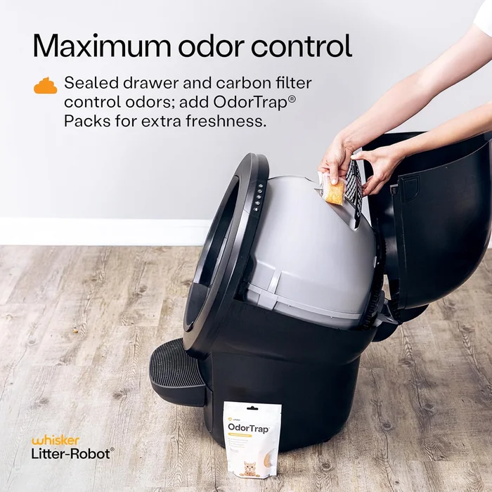 Litter-Robot 4 Supply Bundle by Whisker, Black - Automatic, Self-Cleaning Cat Litter Box, Includes Litter-Robot 4, 3 OdorTrap Refills, 10 Liners, 30 Cleaner Wipes, & 2 Carbon Filters