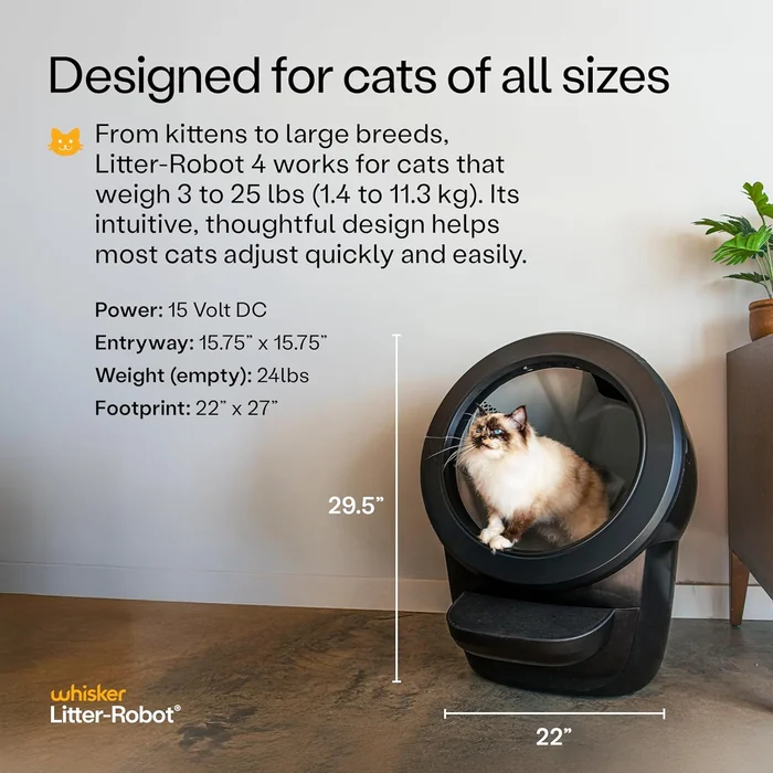 Litter-Robot 4 Supply Bundle by Whisker, Black - Automatic, Self-Cleaning Cat Litter Box, Includes Litter-Robot 4, 3 OdorTrap Refills, 10 Liners, 30 Cleaner Wipes, & 2 Carbon Filters