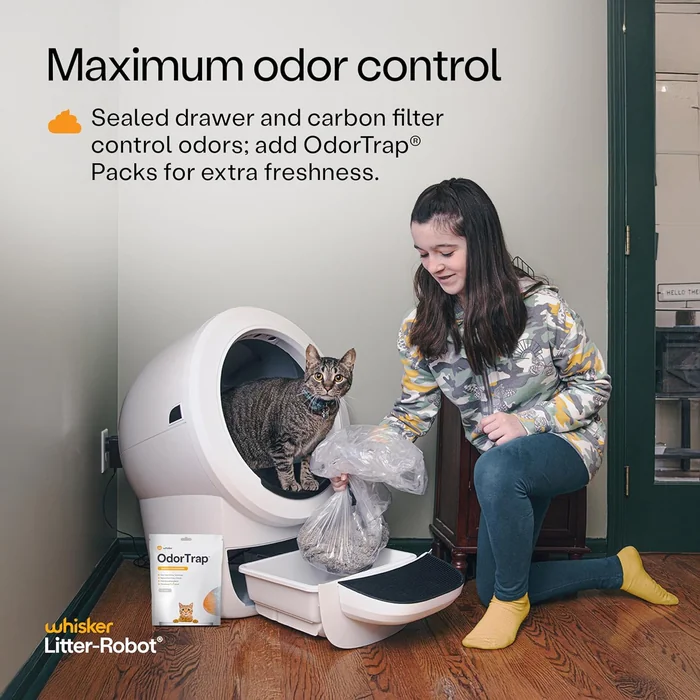Litter-Robot 4 Supply Bundle by Whisker, White - Automatic, Self-Cleaning Cat Litter Box, WiFi Enabled, Includes Litter-Robot 4, 3 OdorTrap Refills, 10 Liners, 30 Cleaner Wipes, & 2 Carbon Filters