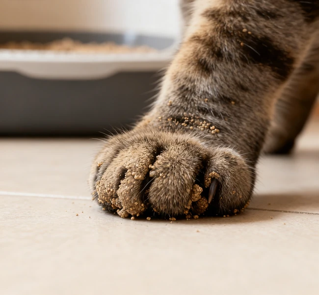 Close-up einer Honigstock-Stil - Wurfmatte, die Katzen-Wurf fängt